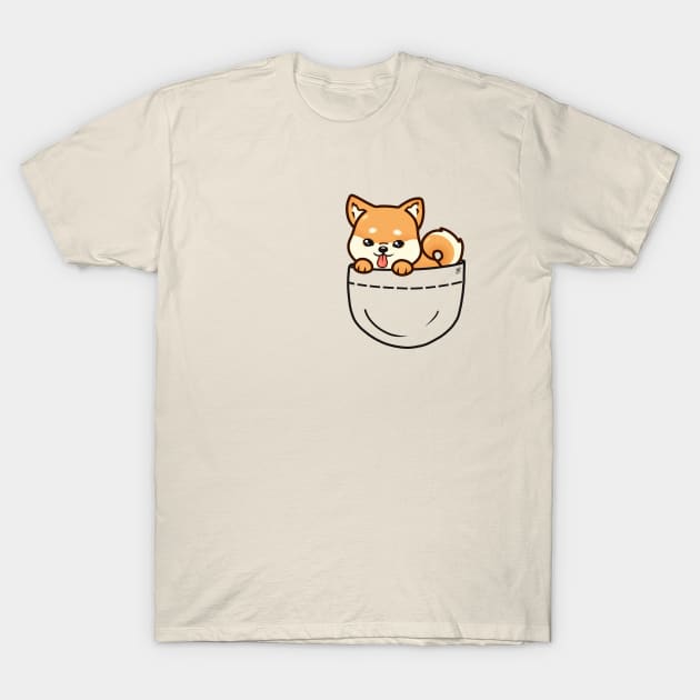 Pocket Shiba Inu Puppy T-Shirt by heysoleilart